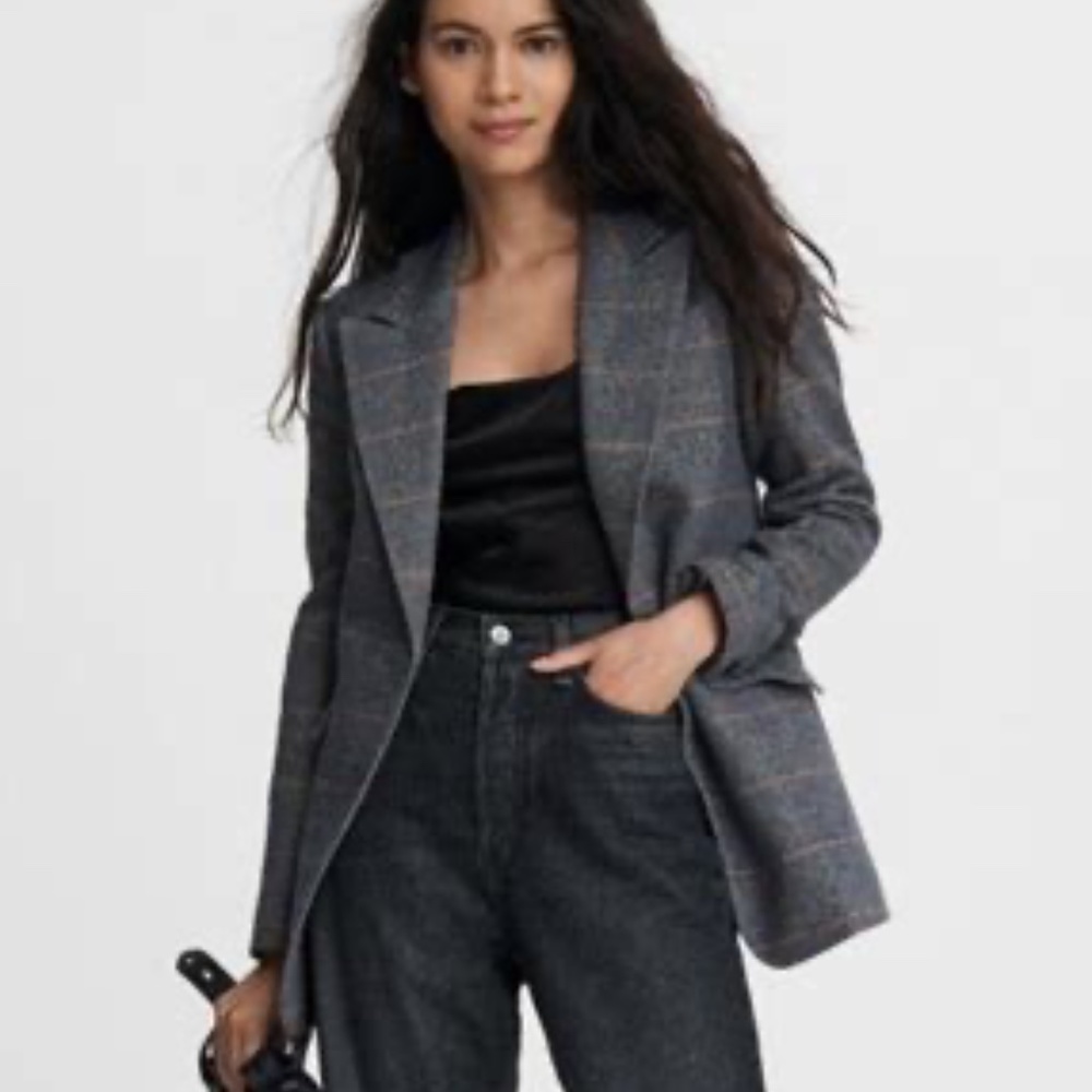 NWT spring! rag & bone Annie Plaid Blazer – Wool Grey Check – size 10